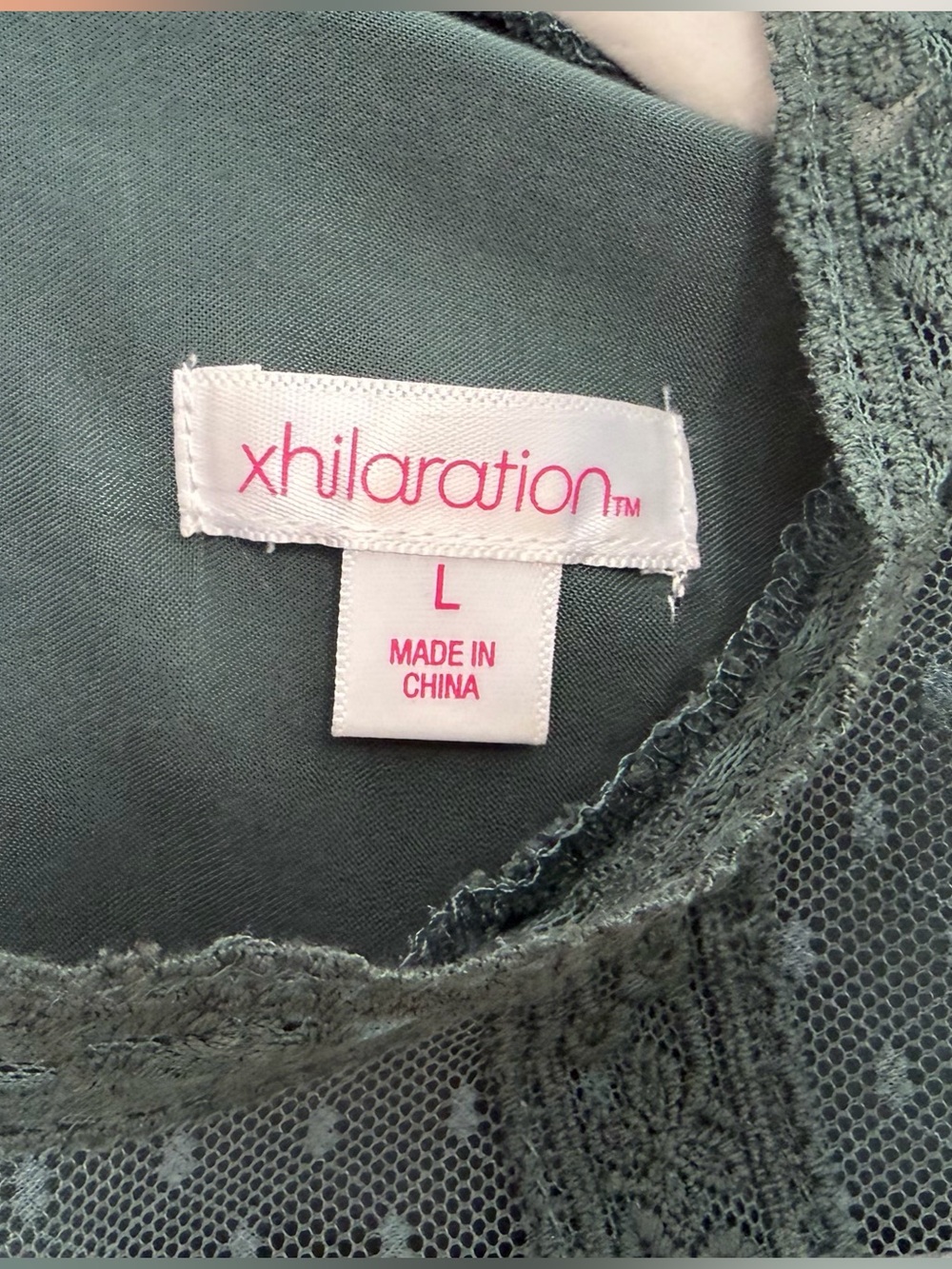 Xhilaration Teal Green Long-Sleeve Sheer-Yoke Dress - Picture 5 of 10